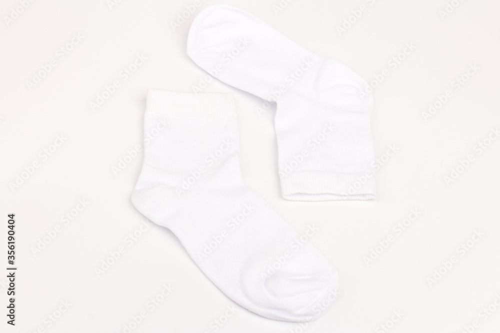 White cotton socks isolated on white background White cotton socks isolated on white background