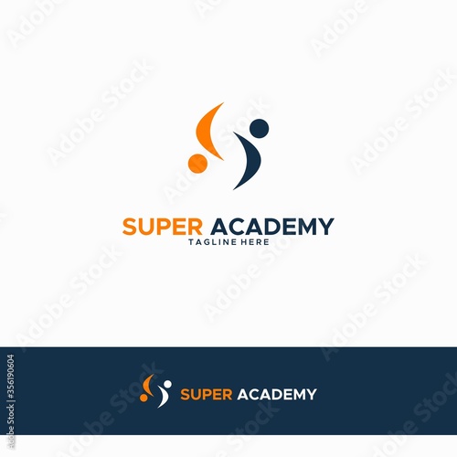 Negative space S for super academy logo design photo
