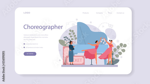 Dance teacher or choreographer in ballet studio web banner