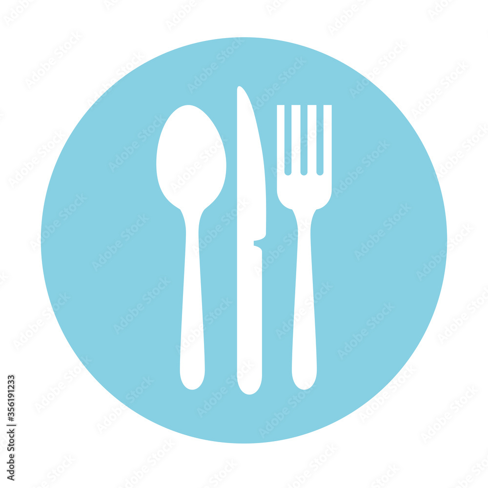Cutlery on blue circle design, Cook kitchen eat and food theme Vector illustration Cutlery on blue circle design, Cook kitchen eat and food theme Vector illustration