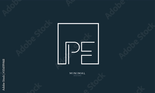 Alphabet letter icon logo PE