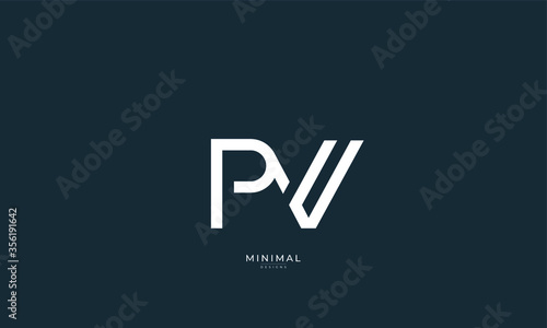 Alphabet letter icon logo PV