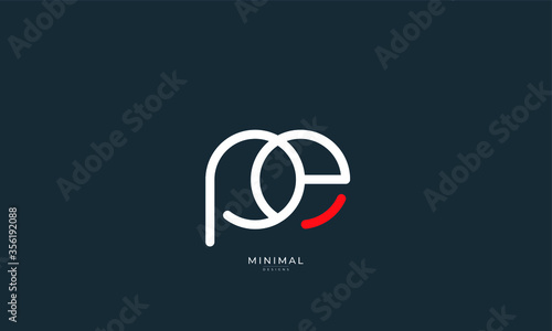 Alphabet letter icon logo PE