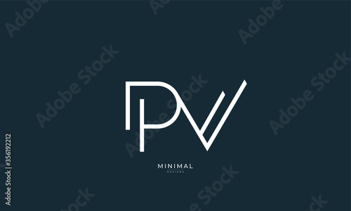 Alphabet letter icon logo PV