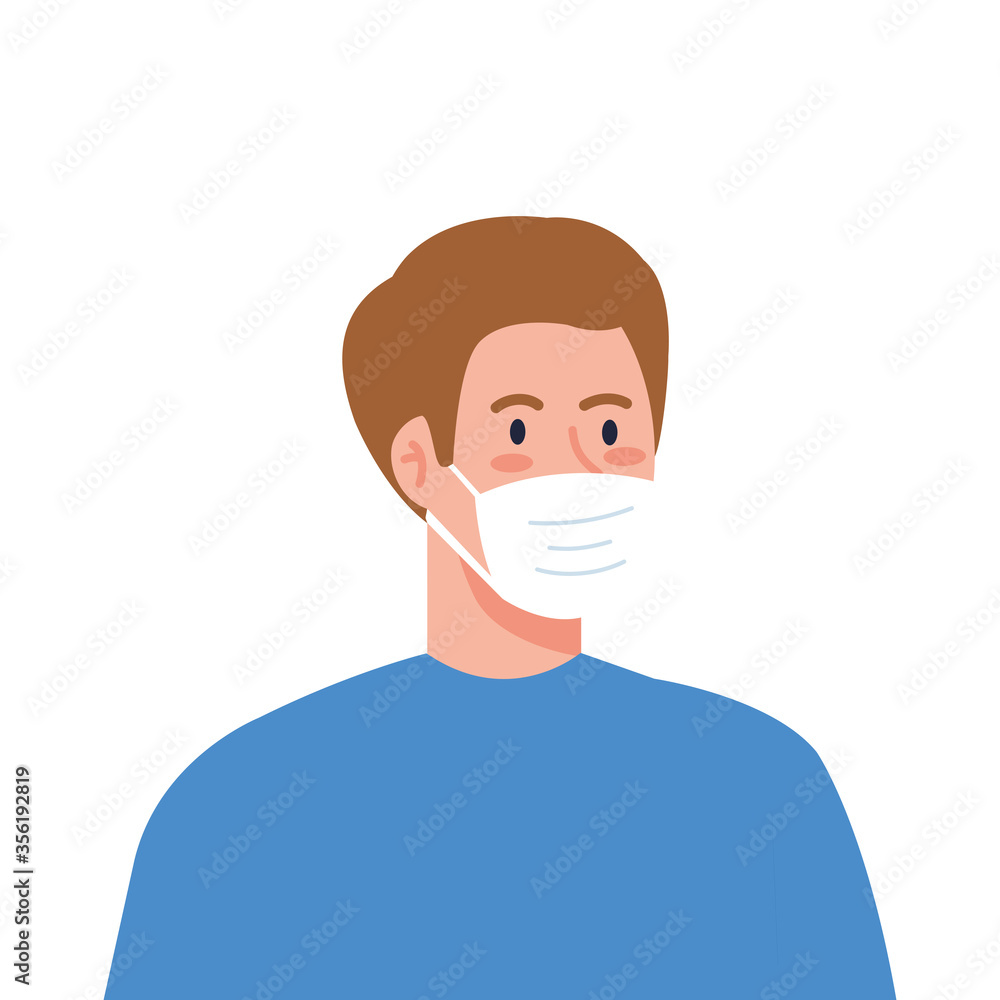 man avatar with mask design of Medical care and covid 19 virus theme Vector illustration