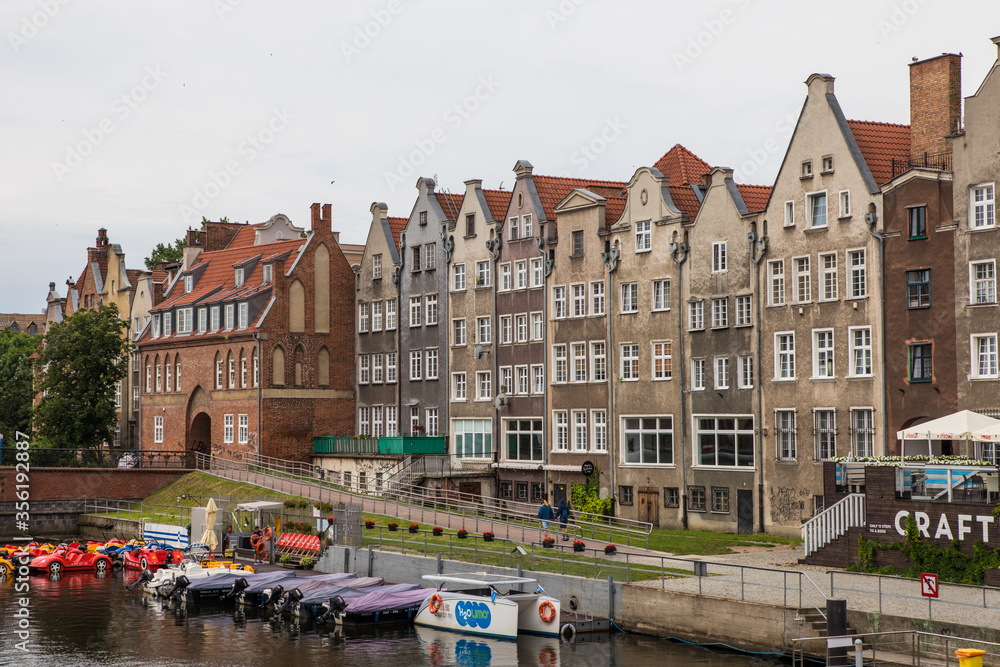 Gdansk, Poland - Juny, 2019: Gdansk old historical city center with old housed