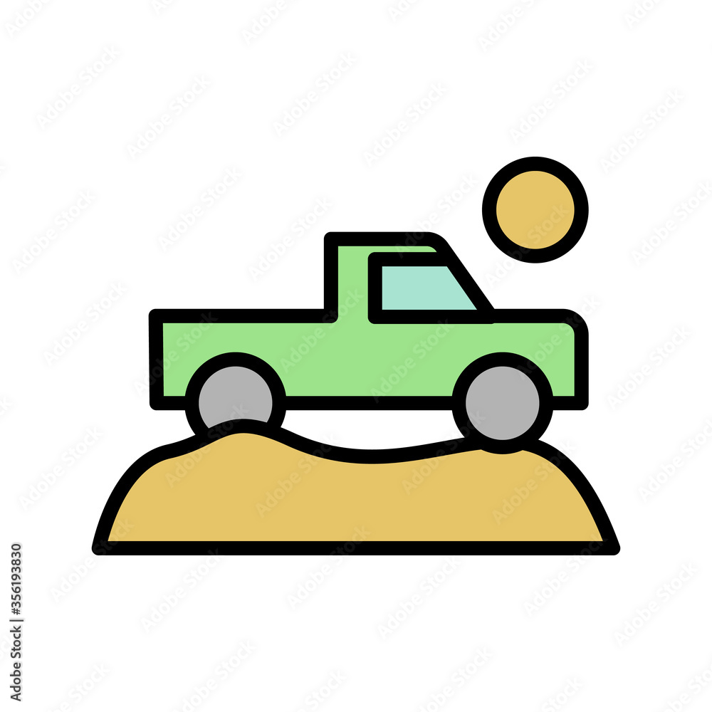 Car, desert icon. Simple color with outline vector elements of wilderness icons for ui and ux, website or mobile application