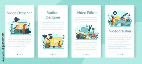 Motion or video designer mobile application banner set. Artist create