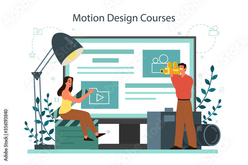 Motion or video designer online service or platform. Animation