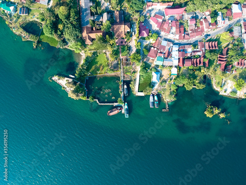 The beautiful aerial view of Lake Toba. Lake Toba is one of the tourist destinations in North Sumatra, Indonesia. photo