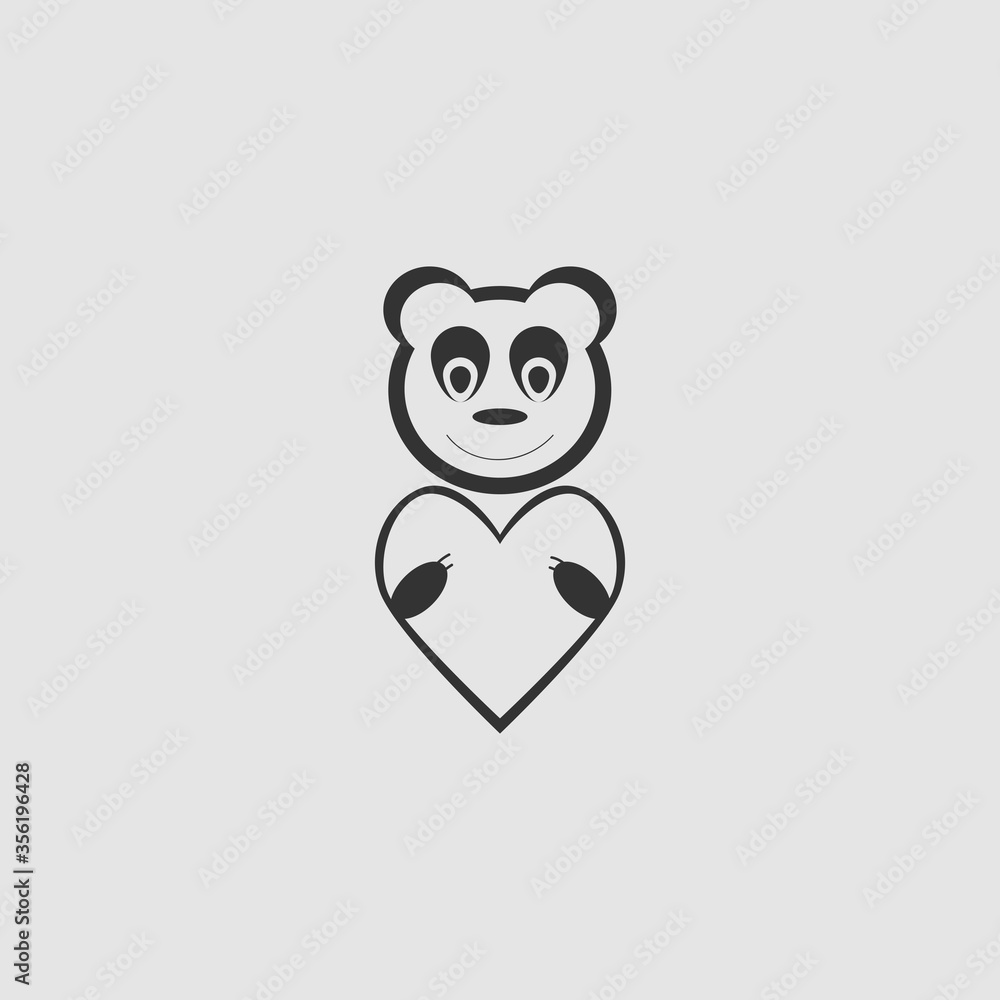 Bear Toy With Heart icon flat. Bear Toy With Heart icon flat.