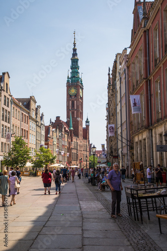 Gdansk, Poland - Juny, 2019: Beautiful colourful houses on the streets of city Gdansk, Poland