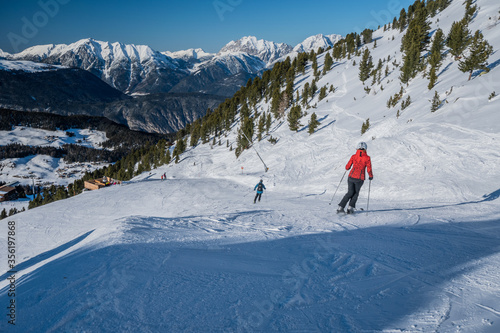 Ski slope on mountain Acherkogel in Oetztal