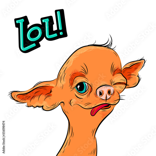 Ironic dog face with tricky smile, hilarious doggy with one eye open, you can use is it for design cards or anything else, vector illustration 10eps