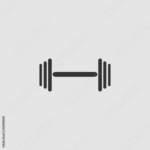 Barbell icon flat.