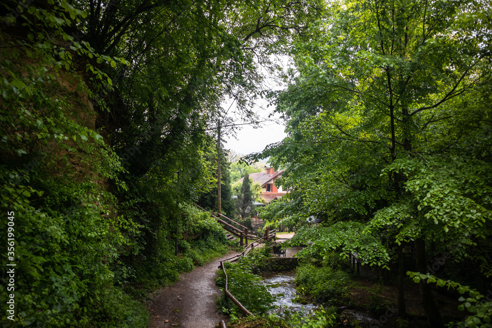 Fototapeta premium Footpath in tourist place lisine near the waterfall Veliki Buk in Serbia