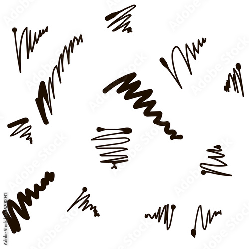 Brush Doodle black set. Universal design for packaging, postcards, branding and scrapbooking.
