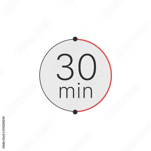 30 minutes timer, stopwatch or countdown icon. Time measure. Chronometr icon. Stock Vector illustration isolated on white background.