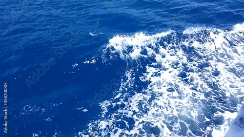 Video of dark blue waves of a boat in Mugla, Turkey