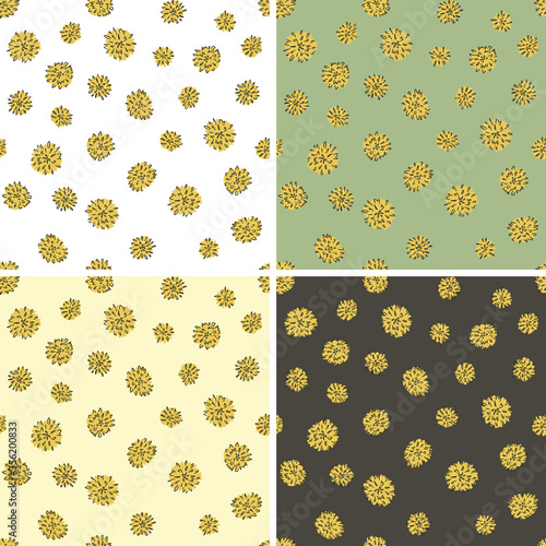 Dandelion flower vector childish seamless textile pattern set  floral pattern