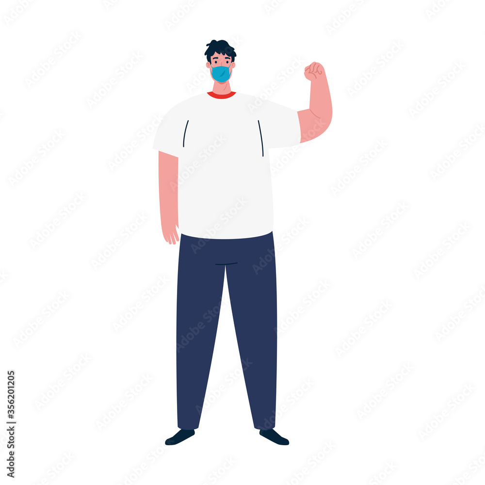 man avatar with mask design of medical care and covid 19 virus theme Vector illustration