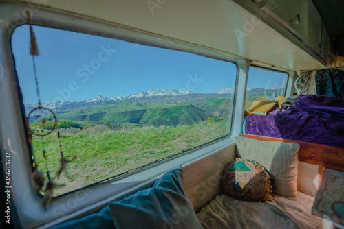 Window view from a camper van
