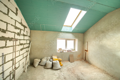 Wallpaper Mural Interior of an apartment room with bare walls and ceiling under construction. Torontodigital.ca