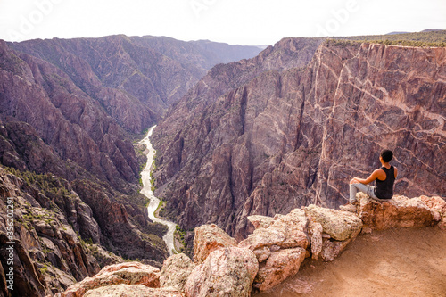 hiker in the mountains photo