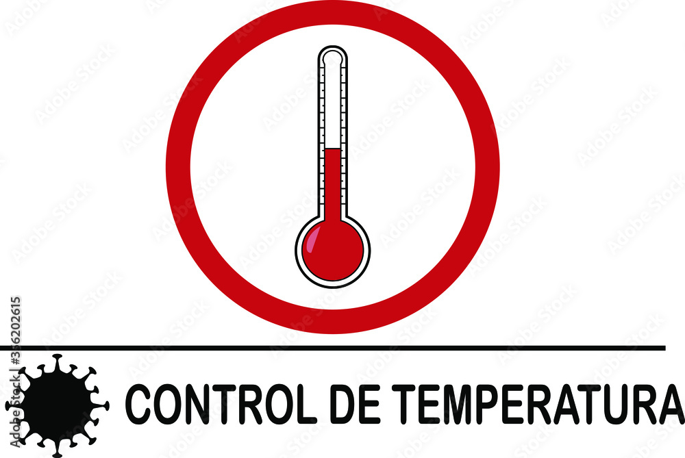 Vector illustration with a thermometer and the text in spanish "Body