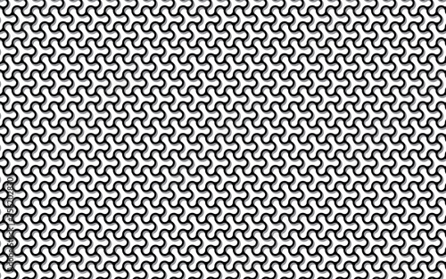 Black and white spinners seamless pattern background. Vector illustration of black and white geometric shapes with shadows. Wallpaper consist of repeatable texture.