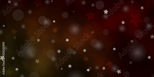 Dark Green, Yellow vector template with circles, stars. Illustration with set of colorful abstract spheres, stars. Design for wallpaper, fabric makers. © Guskova