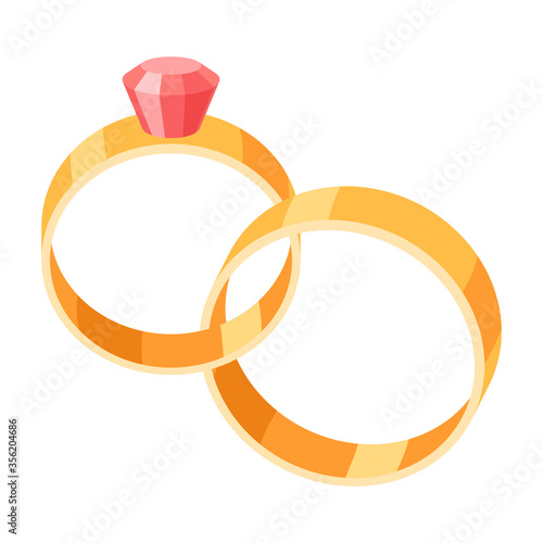 Illustration of wedding bride and groom rings.