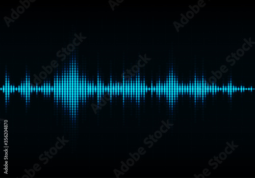Blue sound waves, Equalizer for music, audio waveform