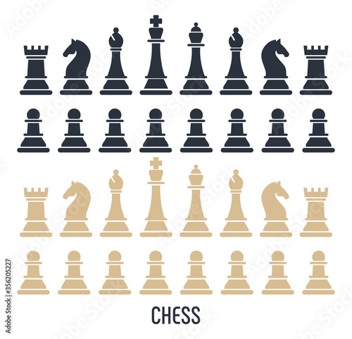Chess pieces isolated on white background. Vector illustration on white background.