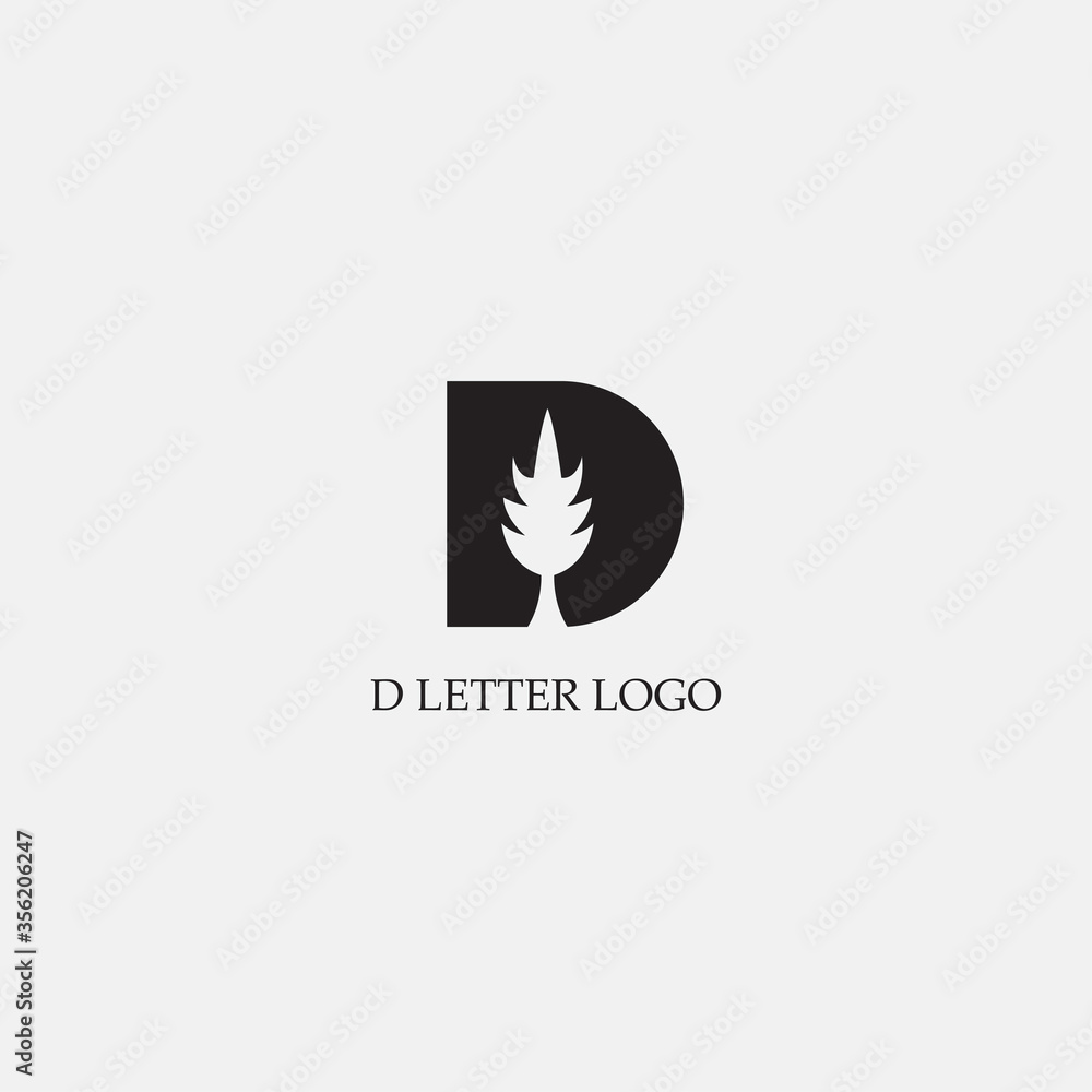 letter D black logo vector illustration of a tree design letter D black logo vector illustration of a tree design