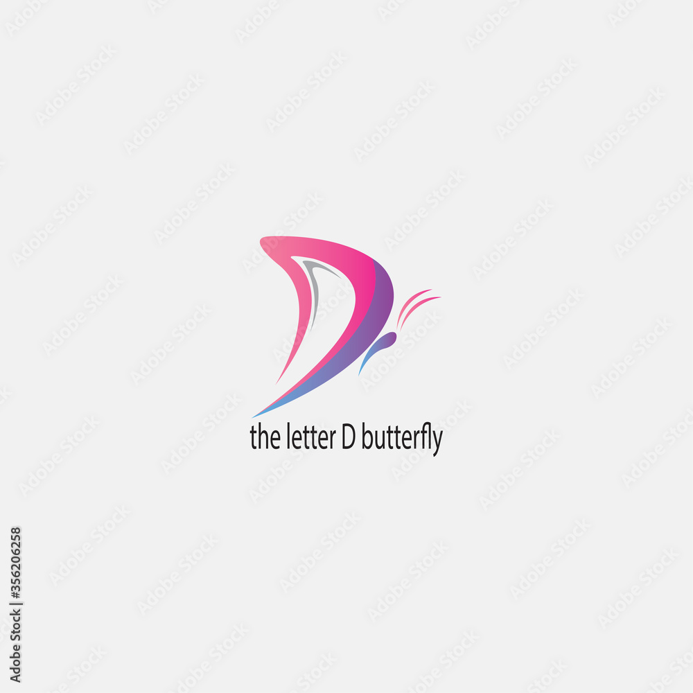 letter D colorful creative logo illustration of a butterfly vector design