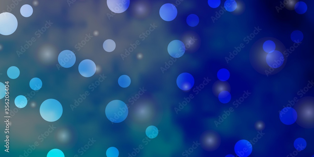 Light Pink, Blue vector backdrop with circles, stars. Abstract illustration with colorful spots, stars. Pattern for websites.