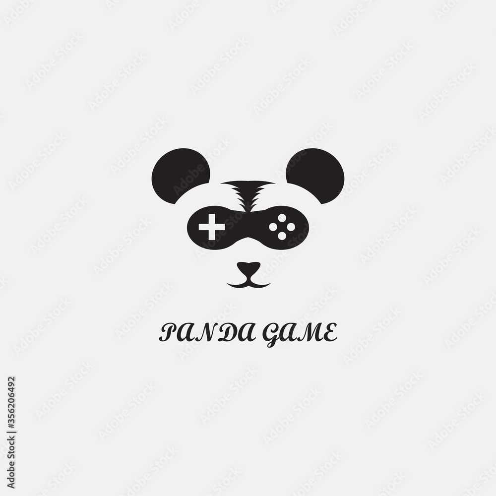 game of panda black logo vector design game of panda black logo vector design