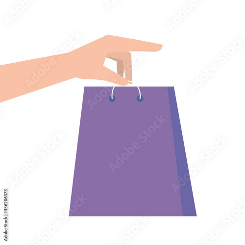 hand holding bag design of Shopping commerce and market theme Vector illustration