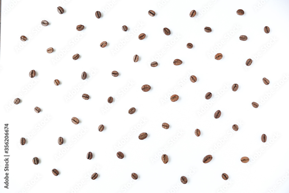 roasted coffee beans on a white background