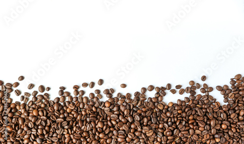 roasted coffee beans on a white background