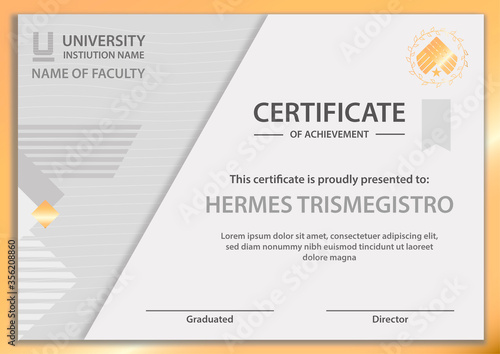 Certificate golden and grey