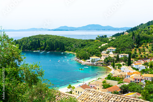 view on Kalami bay on Corfu island in Greece