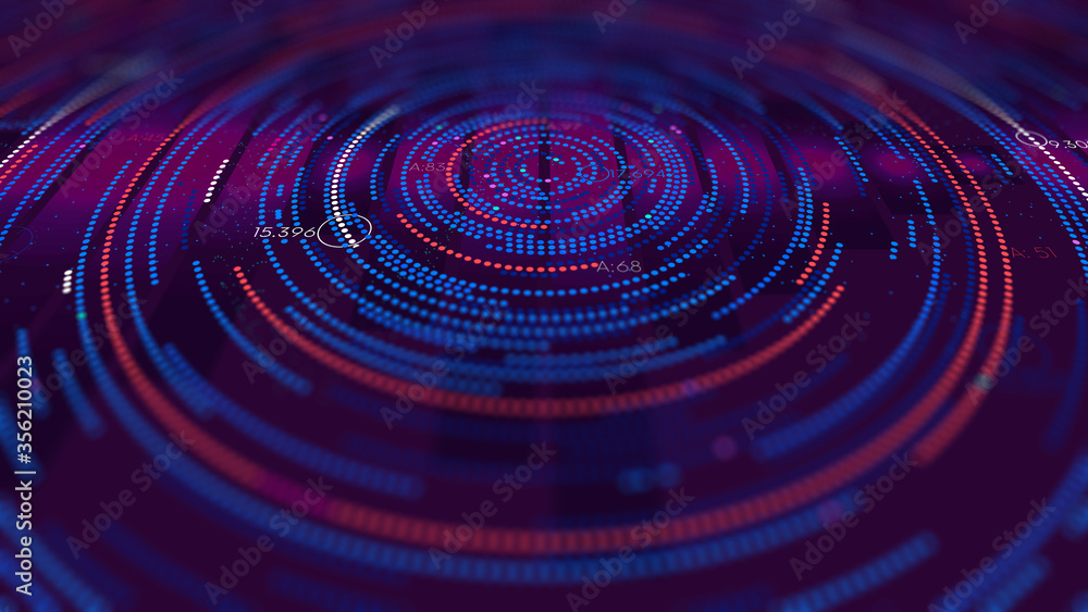 Futuristic infographics background, analytical spiral of information, monitor screen in perspective Futuristic infographics background, analytical spiral of information, monitor screen in perspective