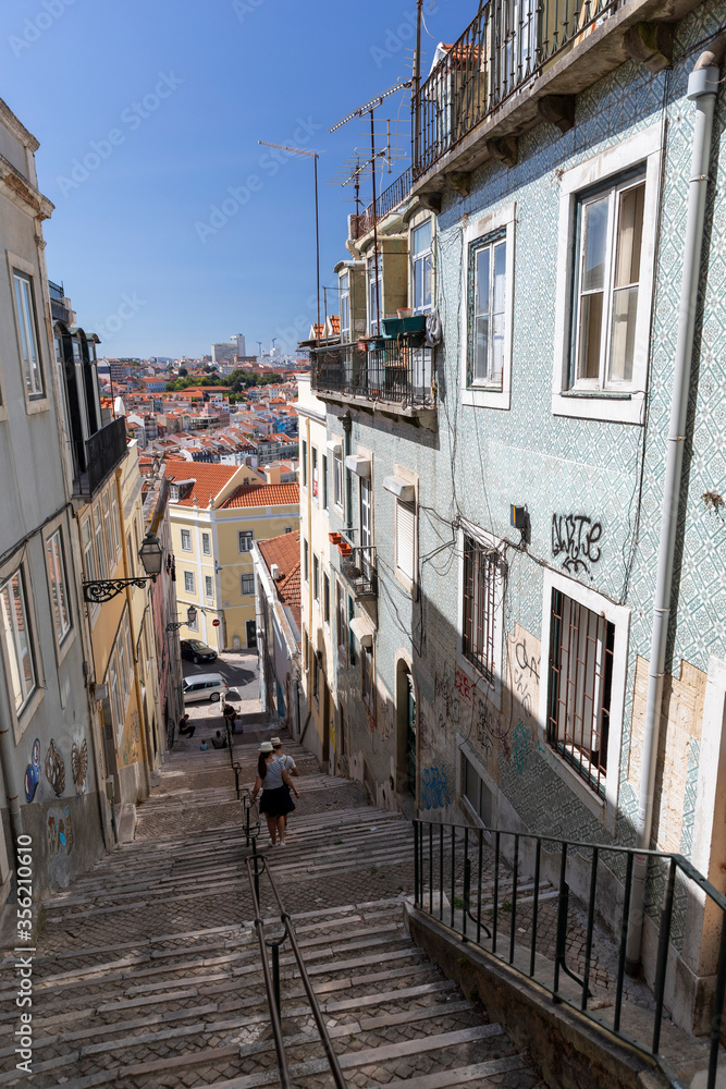 beautiful narrow street in Lisbon