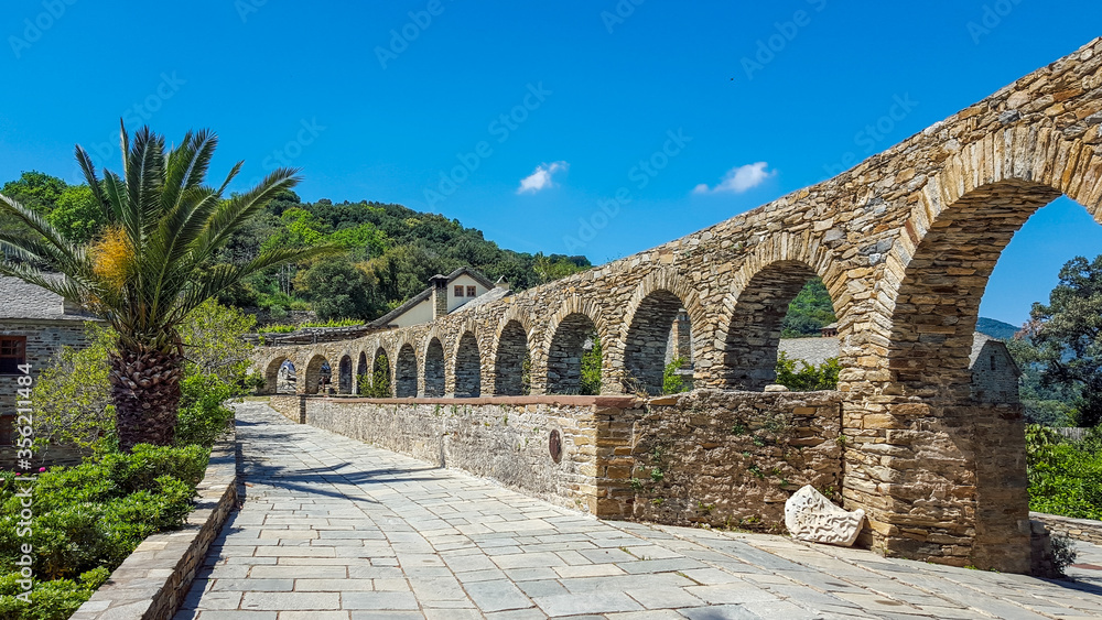 Holy Monastery Hilandar landscape HDR, Mount Athos