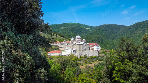 Holy Monastery Hilandar landscape HDR, Mount Athos