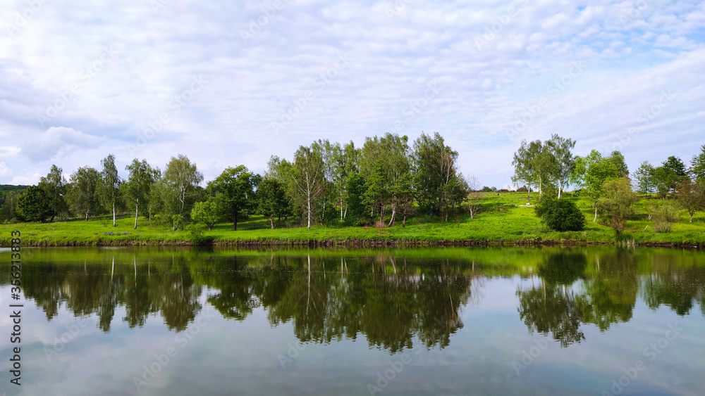 Perfect lake landscape in the spring season