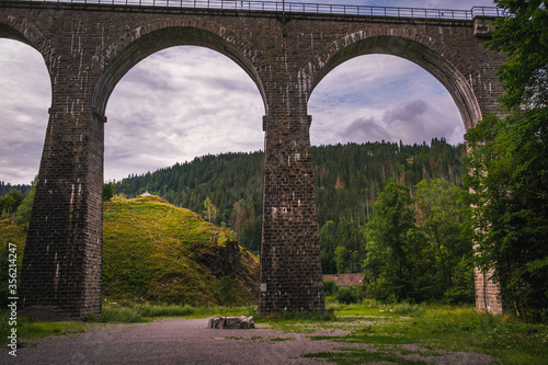 2 arches of the 37 meter high Ravenna bridge (Ravennabrucke) viaduct crossing the Ravenna Gorge (Ravennaschlucht) in Breitnau (High Black Forest, Baden-Württemberg, Germany)