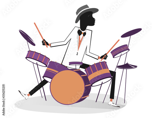 Photography African drummer and drum kit illustration